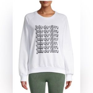 KENSIE Joie de Vivre Graphic White Sweatshirt Large